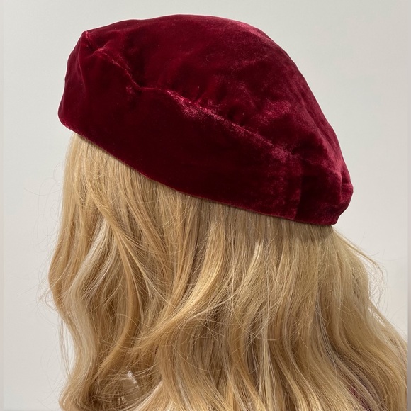 Morgan Kari Designs burgundy velvet beret main image 4